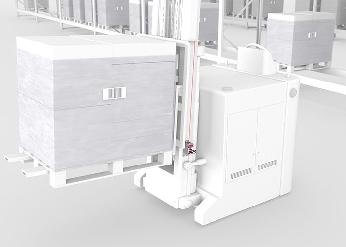 Cảm biến AMS 100 định vị chiều cao nhánh nâng của xe AGV forklift tự hành