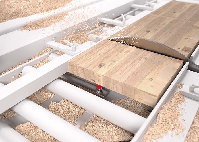 Cảm biến điện dung LCS phát hiện tấm gỗ trên băng tải bất kể màu sắc hay mùn cưa rơi vãi